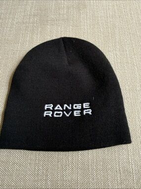 Black Embroidered Beanie Hat